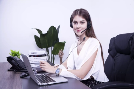 VoiceXpert VXH-550DM, гарнитура для колл-центра с активным шумоподавлением (USB-A, 4 кнопки, 2 динамика, MS)﻿